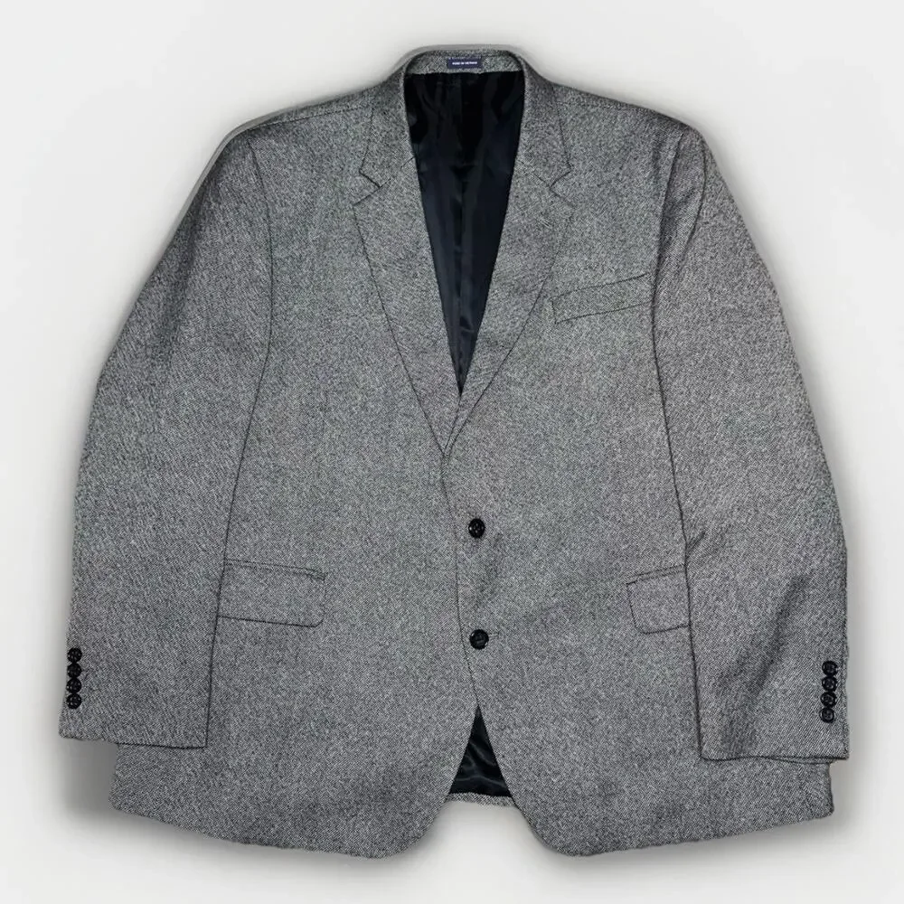 Stafford 52R Gray Merino Wool Birdseye Tweed Mens Blazer Suit Jacket‎ Sport Coat